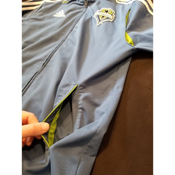 VTG ADIDAS Climalite SEATTLE SOUNDERS FC Training Zip Track Jacket Jersey Large - Picture 12 of 15
